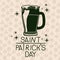 Poster saint patricks day with beer mug in green color silhouette with background pattern of clovers