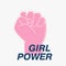 Poster with silhouette pink fist with text Girl Power.