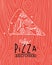 Poster slice pizza wood coral