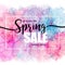 Poster Spring sales on a floral watercolor background. Card, label, flyer, banner design element. Vector illustration