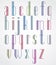 Poster tall colorful font on white background, striped elegant l