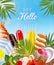 Poster with tropical ice cream