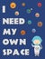 Poster vector illustrations of an astronaut and the planets of the Solar System, with a funny wordplay