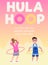 Poster or vertical banner with hula hooping kids flat style