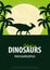 Poster World of dinosaurs. Prehistoric world. Parasaurolophus. Cretaceous period.