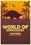 Poster World of dinosaurs. Prehistoric world. Stegosaurus. Jurassic period.