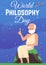 Poster for world philosophy day with antique greek or roman scientist philosopher