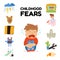 Poster written childhood fears lettering cartoon