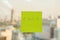 Postit with I Quit message on office window