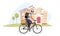 Postman on bicycle flat vector illustration