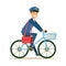Postman In Blue Uniform On a Bicycle Delivering Mail, Fulfilling Mailman Duties With A Smile