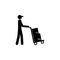 the postman with the cart icon. Element of logistics icon. Premium quality graphic design icon. Signs and symbols collection icon