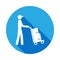 the postman with the cart icon with long shadow. Element of logistics icon. Signs and symbols collection icon for websites, web