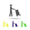 the postman with the cart multicolored icons. Signs and symbols collection icon for websites, web design, mobile app on white