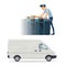 Postman, delivery man and courier profession icon