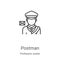 postman icon vector from profession avatar collection. Thin line postman outline icon vector illustration. Linear symbol for use