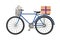 Postman`s bike, with postal parcel and lot of letters, envelopes.