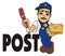 Postman with word
