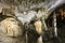 Postojna cave, Slovenia. Formations inside cave with stalactites