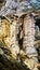 Postojna cave, Slovenia. Formations inside cave with stalactites and stalagmites