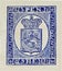 Poststamp in blue color.