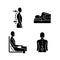 Postural dysfunction black glyph icons set on white space