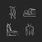 Postural dysfunction chalk white icons set on black background