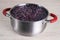 Pot of blueberries compote