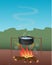 Pot boiling water firepit