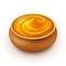 Pot of dense Amber Honey Close up on White Background