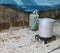 pot with the gas cylinder in the camp kitchen