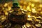 Pot of gold coins and Leprechaun Saint Patrick\\\'s Day theme