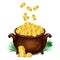 Pot Of Gold, Magical Treasure, St. Patrick\'s Day symbol. Vector