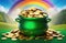 A pot of gold with a rainbow in the background, St. Patrick\\\'s Day