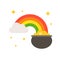 Pot of gold with rainbow vector, Feast of Saint Patrick flat icon