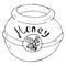 Pot of honey. Vector illustration of a clay pot for honey. Hand drawn ceramic pot for honey with the inscription `honey`