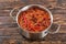 Pot of hot delicious chili con carne