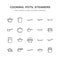 Pot, pan and steamer line icons. Restaurant professional