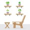 Pot Plants On Shelves With Of Wooden Garden Chair And Table
