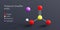 potassium bisulfite molecule 3d rendering, flat molecular structure with chemical formula and atoms color coding