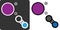 Potassium cyanide (KCN) poison, flat icon style. Atoms shown as color-coded circles (potassium - purple, carbon - grey, nitrogen