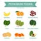 Potassium foods, food info graphic, vector