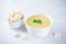 Potato cauliflower puree soup in a bowl