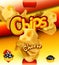 Potato chips. Cheese flavor. Design packaging, vector template