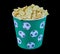 Potato chips in a classic bucket isolated on a black background.