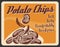 Potato chips fastfood snacks retro poster