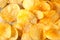 Potato chips with sea salt textured background