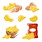 Potato chips set. Vector