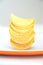 Potato chips stacked