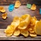 Potato Chips on the table party background